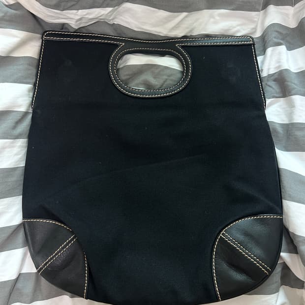 갭 캔버스&가죽 토트백