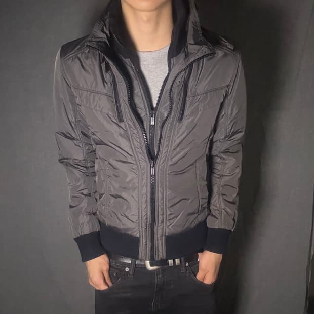double zip-up nylon jacket