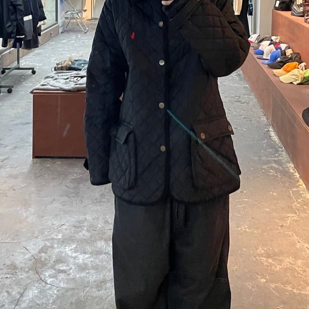 폴로랄프로렌 레드포니로고 블랙 퀄팅재킷 H870