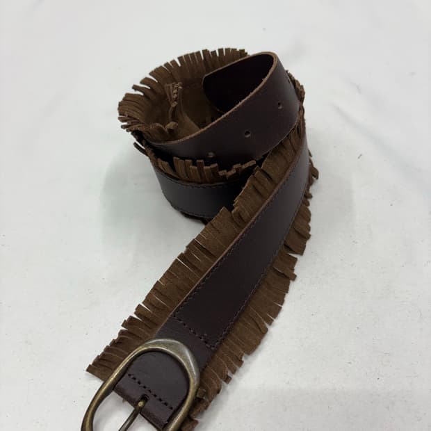  빈티지 웨스턴 컨트리 레더 프린지 벨트