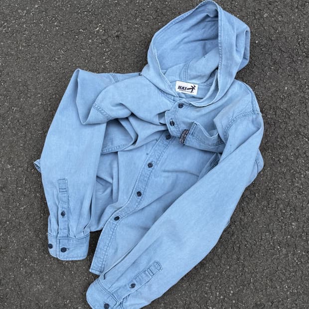 하이 스포르팅 기어 by 이세이미야케 후드 데님셔츠 