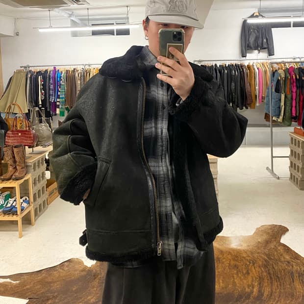 80~90's VTG b-3 shearling jacket 레더 무스탕
