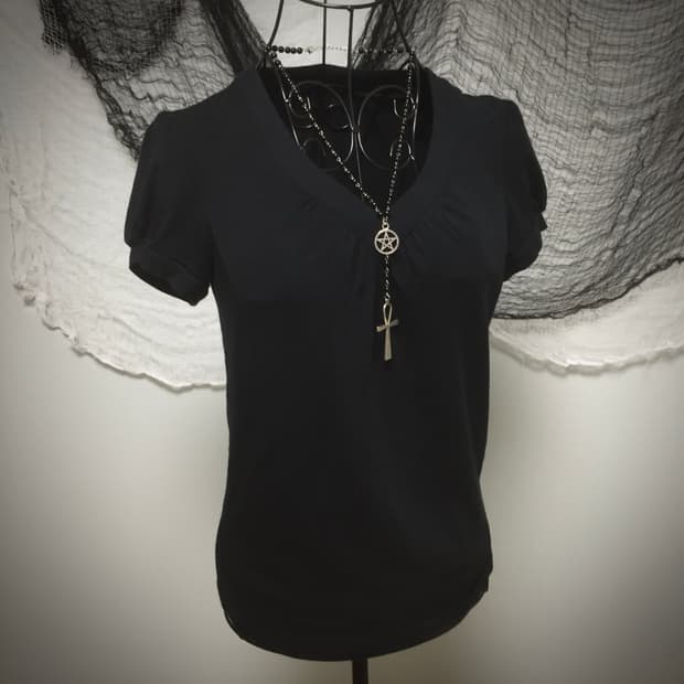 Black shirring puff slim T