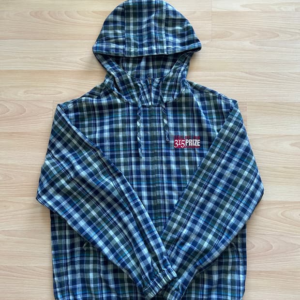 테켓 체크 셔츠 후드 집업 자켓