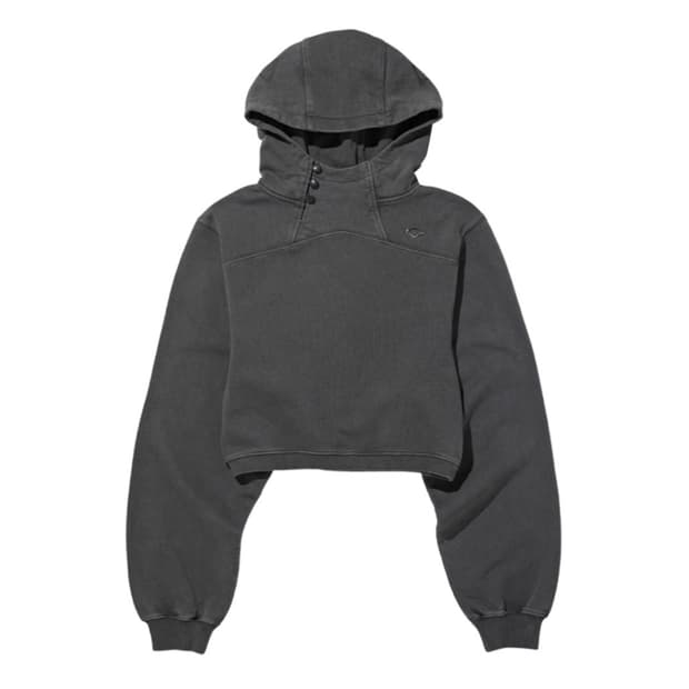 미스치프 사이드 버튼 업 크롭 후드 워시드 차콜 M