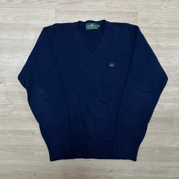 헨리코튼 골프웨어 자수로고 브이넥 니트 스웨터 [네이비] M/95