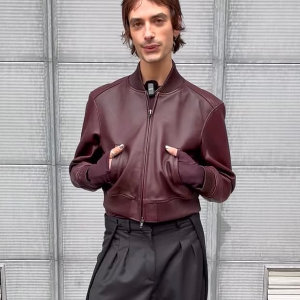 [S]H&M 에이치앤엠 스튜디오 레더 보머 레더 자켓