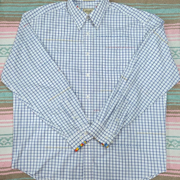 멀티컬러 스티치 체크셔츠