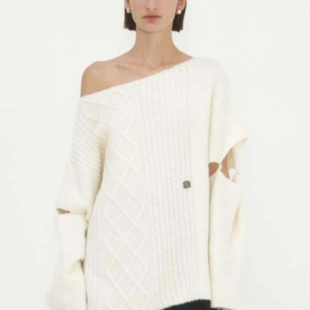 트리밍버드 Sleeve Slit Boat Neck Knit 아이보리