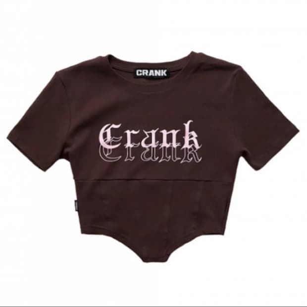 Crank 크랭크 코르셋 크롭 브라운 힙 러블리 수지 반팔