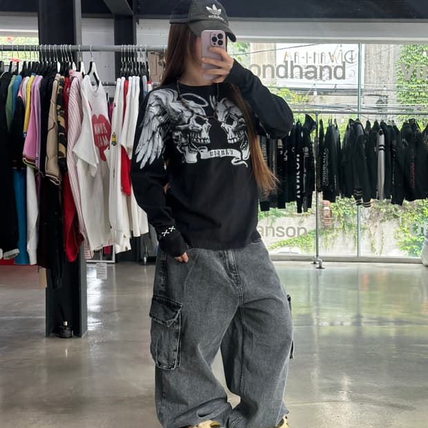 벤슨 엔젤&데빌 스컬 롱슬리브긴팔티셔츠