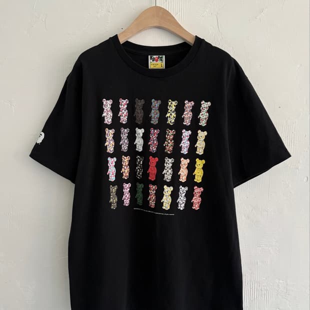 BAPE 베이프 x 메디콤 블랙 토이 카모 베어 티셔츠