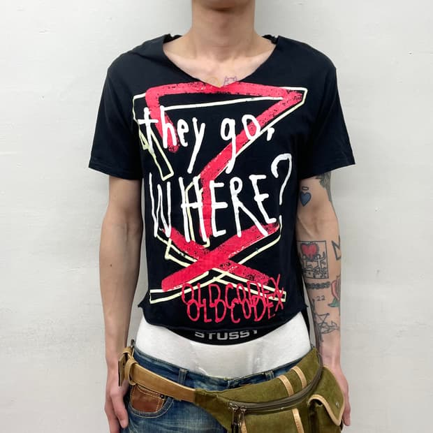 Question mark V-neck punk t-shirt 