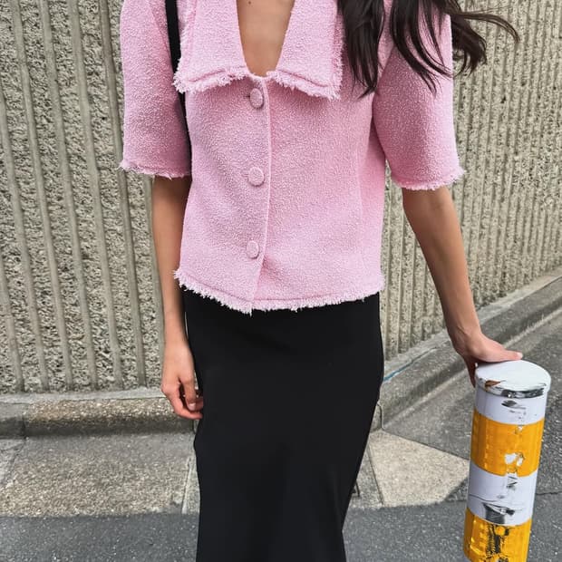 오르 오드리 트위트 자켓 핑크