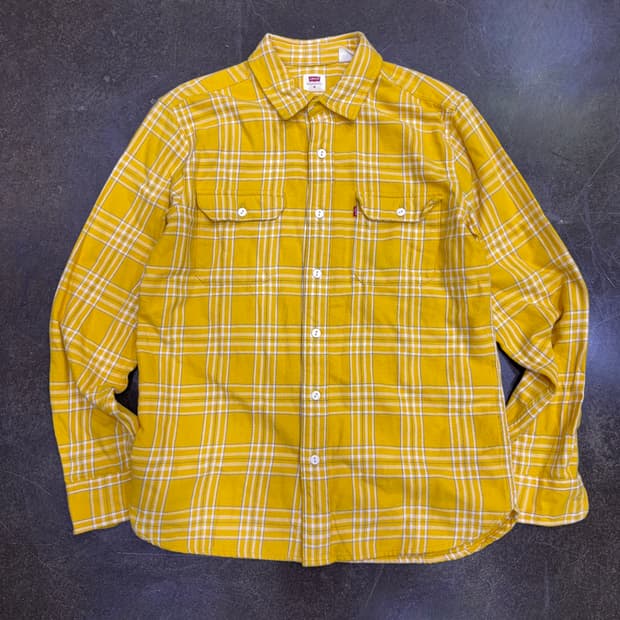 리바이스 헤비코튼 캐쥬얼 투포켓 셔츠 남방 옐로우 체크 M