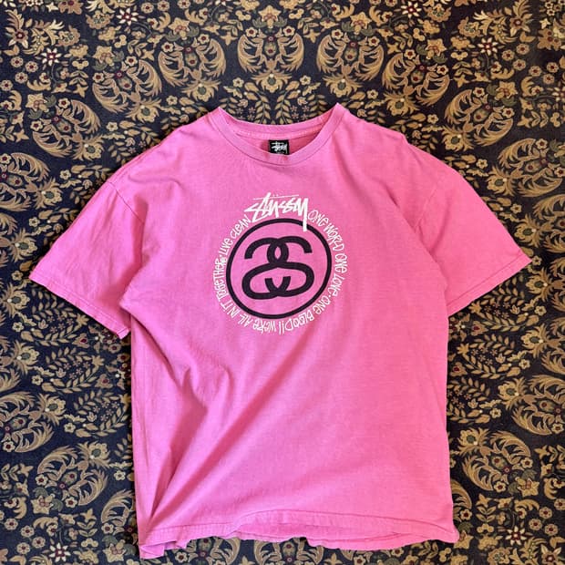00s 올드 스투시 더스티 핑크 빈티지 티셔츠