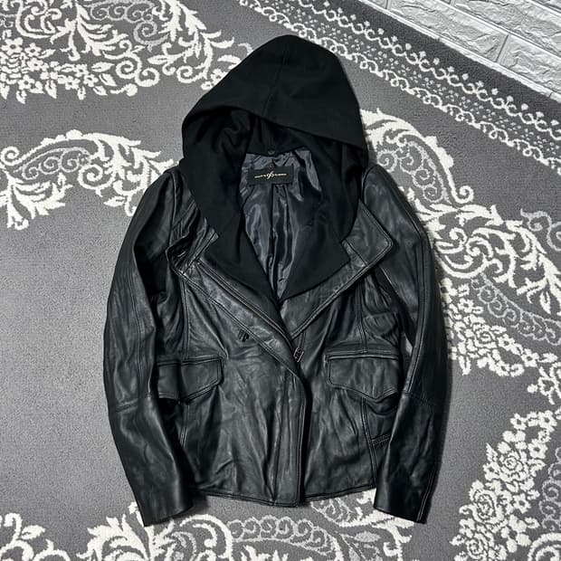 NINESIX Hooded Leather Jacket