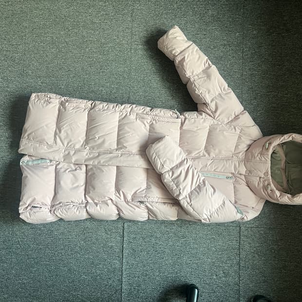 구스 롱 패딩 연핑크