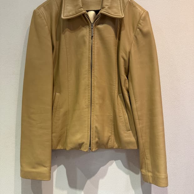 Vintage Beige Sheepskin Leather Jacket