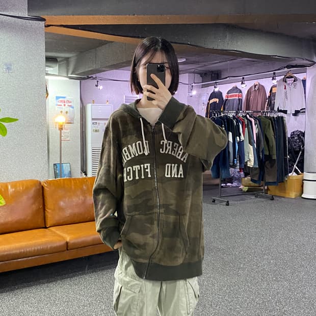 아베크롬비 앤 피치 아치로고 밀리터리 후드집업 B4721
