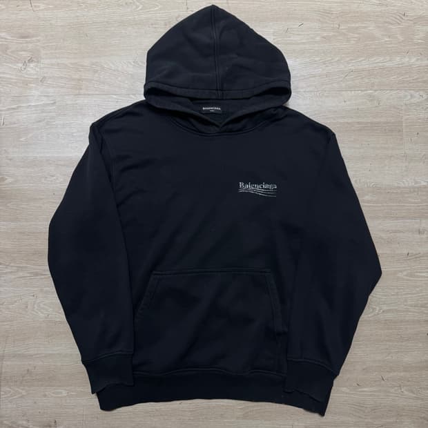 발렌시아가 웨이브로고 후드티