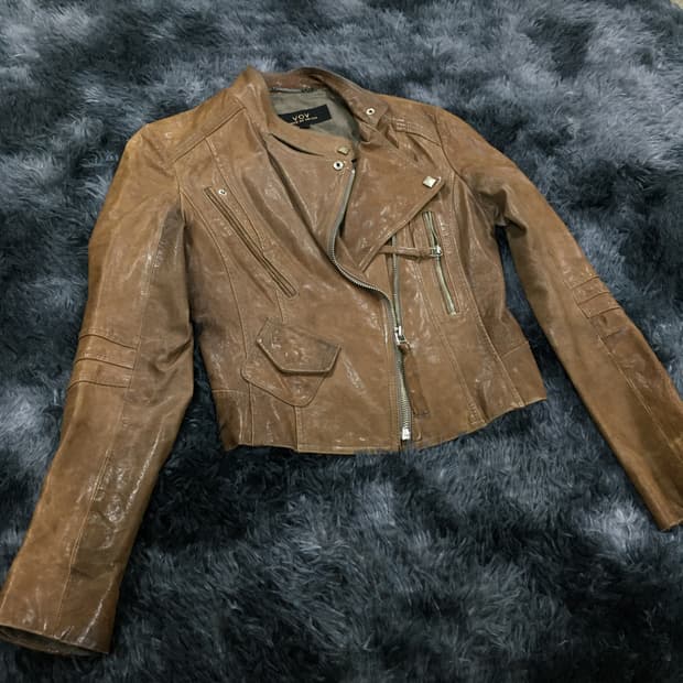 투티/0123 VOV 브라운 양가죽 라이더 멀티웨이 자켓 y2k
