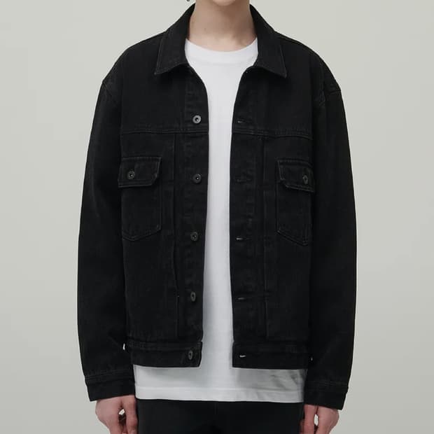 무탠다드 릴렉스드 데님 트러커 재킷 2 (워시드 블랙)