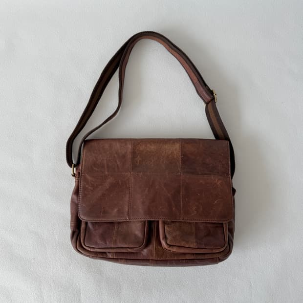 Pre owned 패치워크 레더 숄더 크로스백