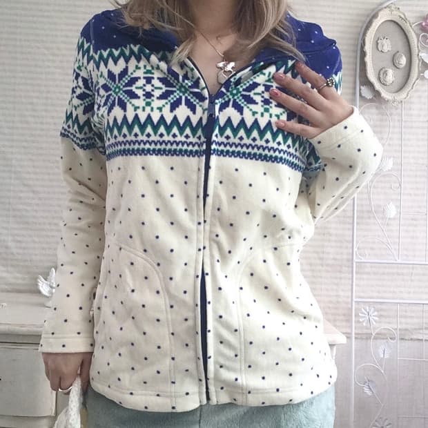 jpn vintage winter snow nordic dot fleec