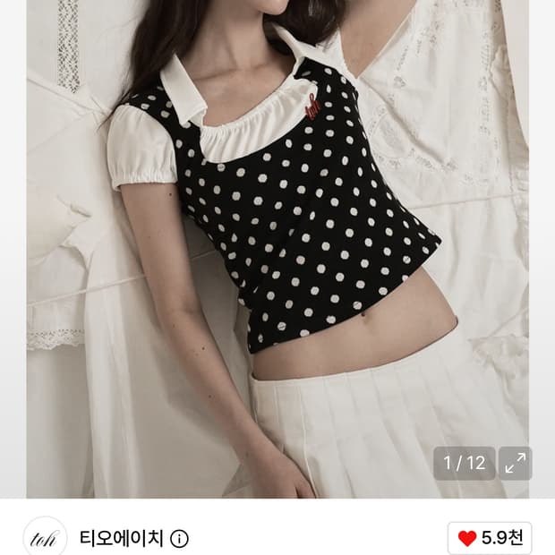 toh dolly top 돌리탑 도트블랙