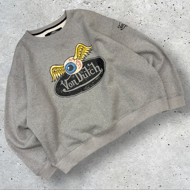 [2XL] 본더치 윙아이 눈알 로고 맨투맨 그레이 C594