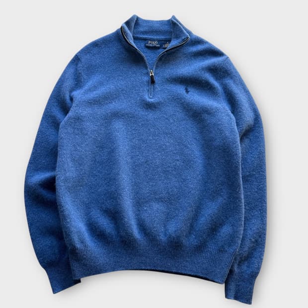 폴로 아비오 블루 알파카 울 하프 집업 니트 반집업