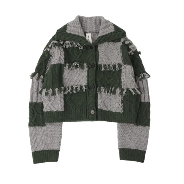 Lucky Marche 22fw 패치워크 니트 가디건