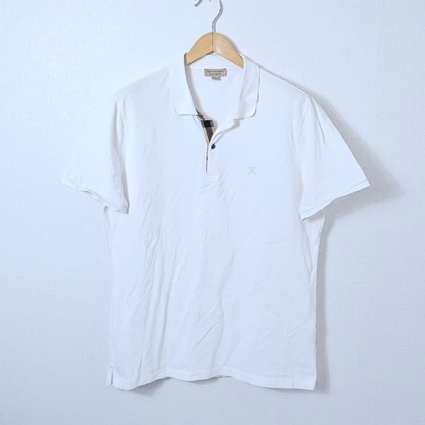 버버리 신형 반팔 폴로 카라티 피케티 화이트 자수로고 정품 XL