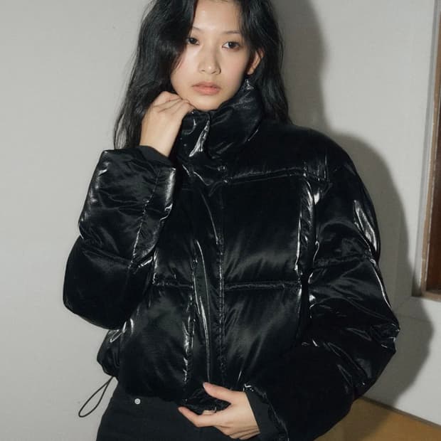 헬레네파리스 벨벳티 크롭 웰론 푸퍼 블랙