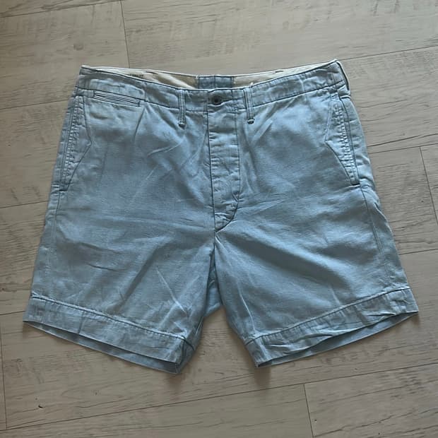 RRL 가먼트다잉 오피서 샴브레이 치노쇼츠 34