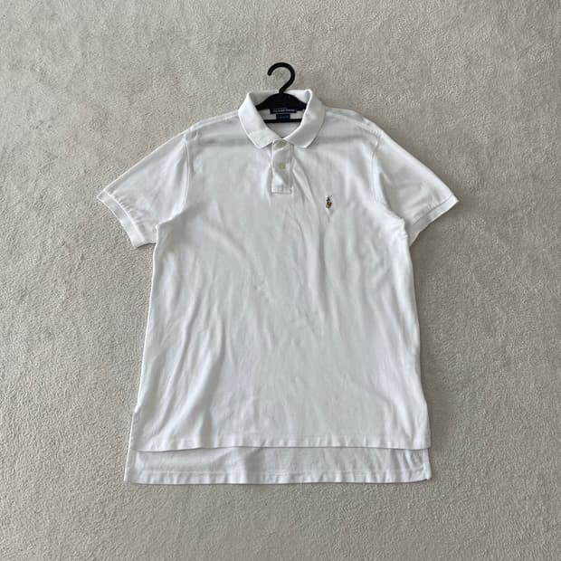 L 폴로 남성 화이트 반팔카라티 100