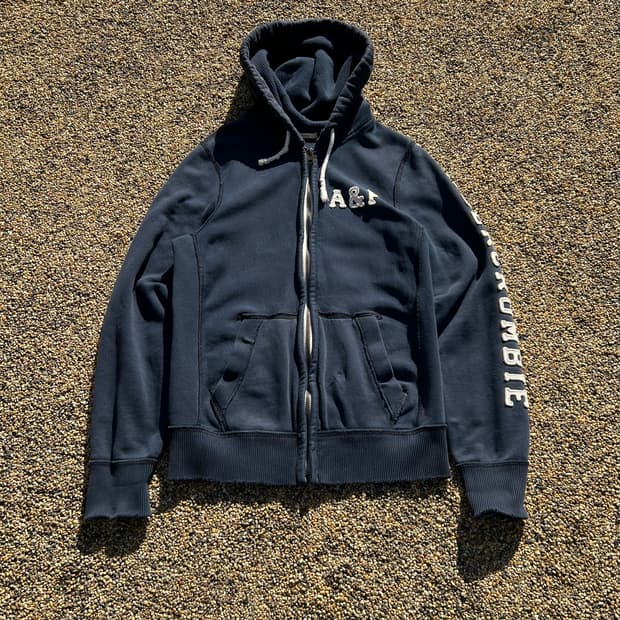 아베크롬비(Abercrombie) 네이비 사이드로고 후드집업