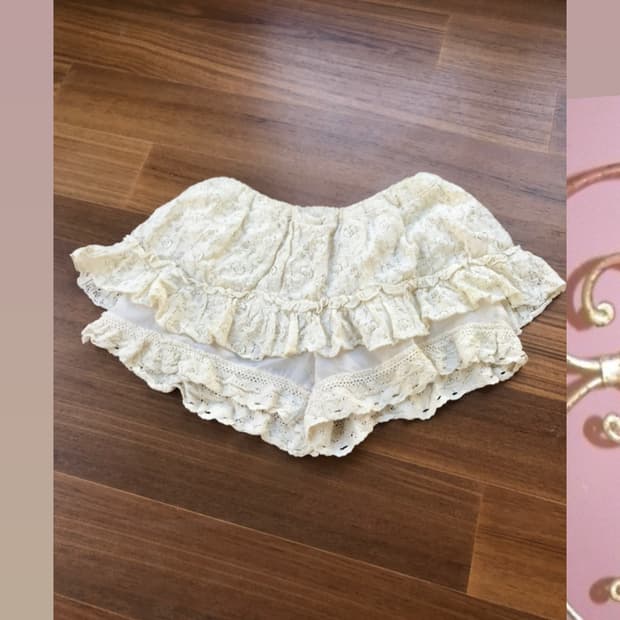 ivory lace frill pants