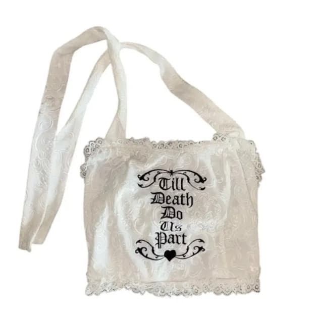 y2k 펑크 화이트 레이스 크롭탑