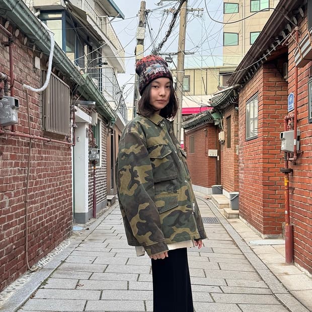 Palace 패턴 니트 비니