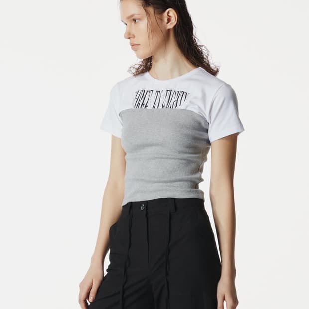 쓰리투에이티 레이어드 튜브탑 티셔츠(그레이)