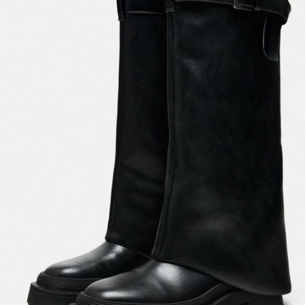 자라 니하이 버클 가터 부츠