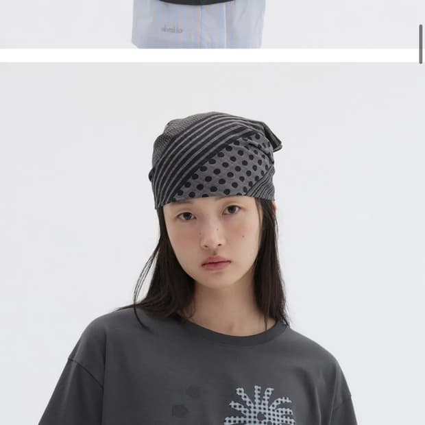 오헤시오 MIX DOT PATTERN SHEER SCARF, GRAY