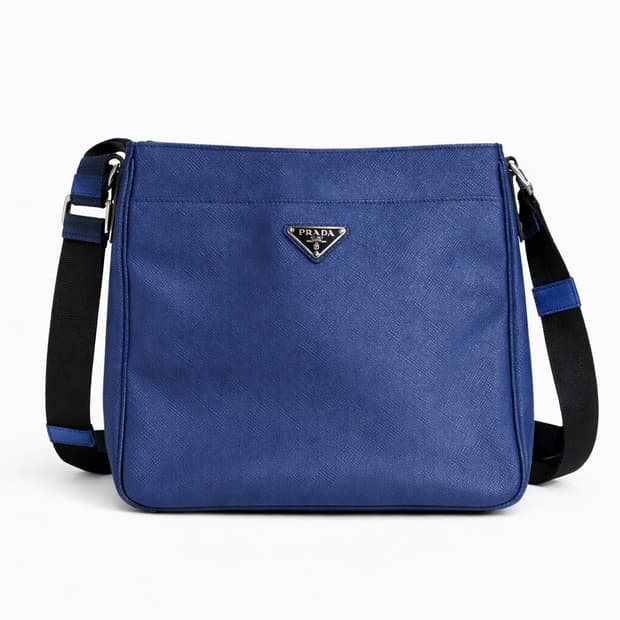 프라다 블루 사피아노 레더 크로스백