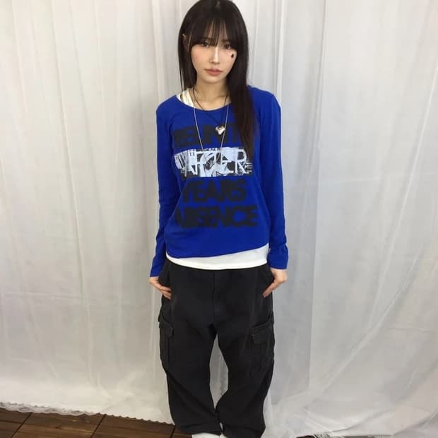 RELACHE Blue Graphic Long Sleeve