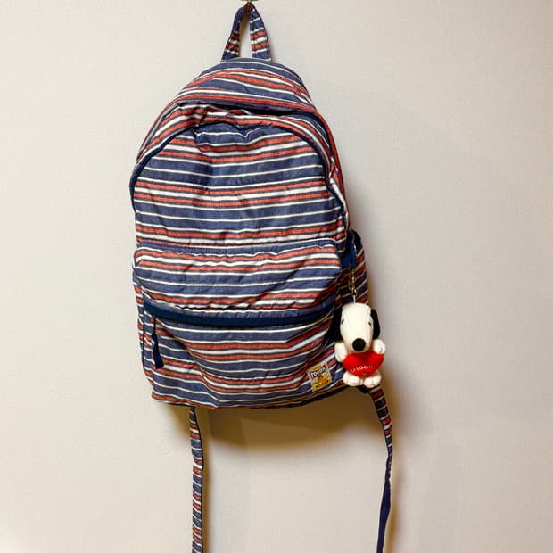 rough 일본 빈티지 백팩 모리걸 스트라이프 가방 도트 체크