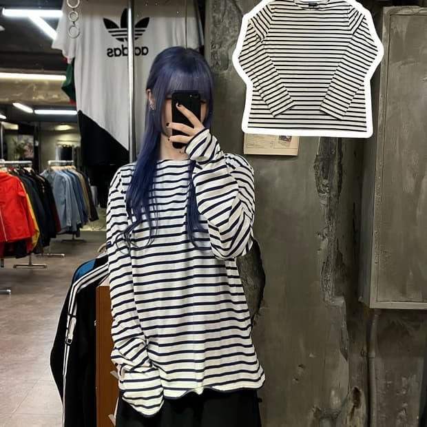 세인트제임스 길도 스트라이프 롱슬리브 화이트 네이비 #csz2227