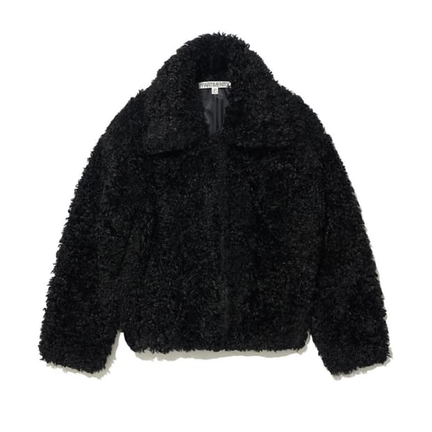 파르티멘토 우먼 와이드 카라 플러피 코트 퍼자켓 블랙