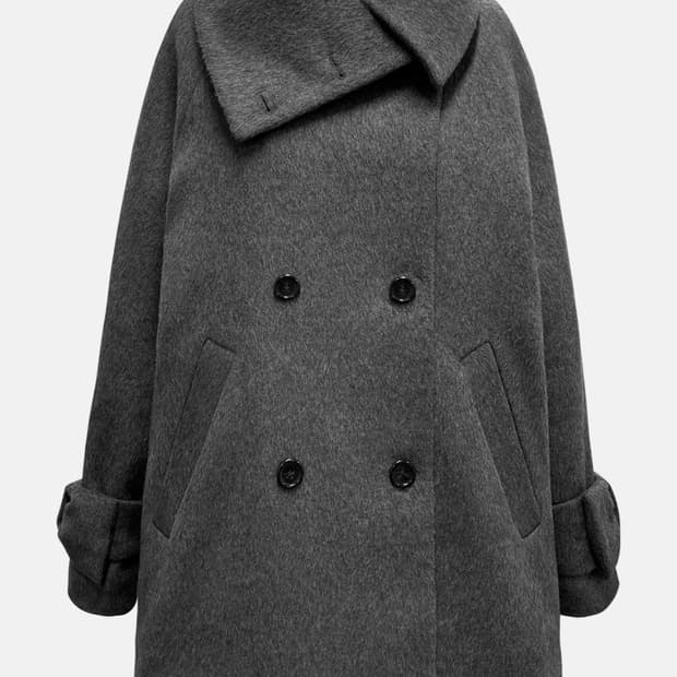 체메씨 포그 울 리본 코트 그레이